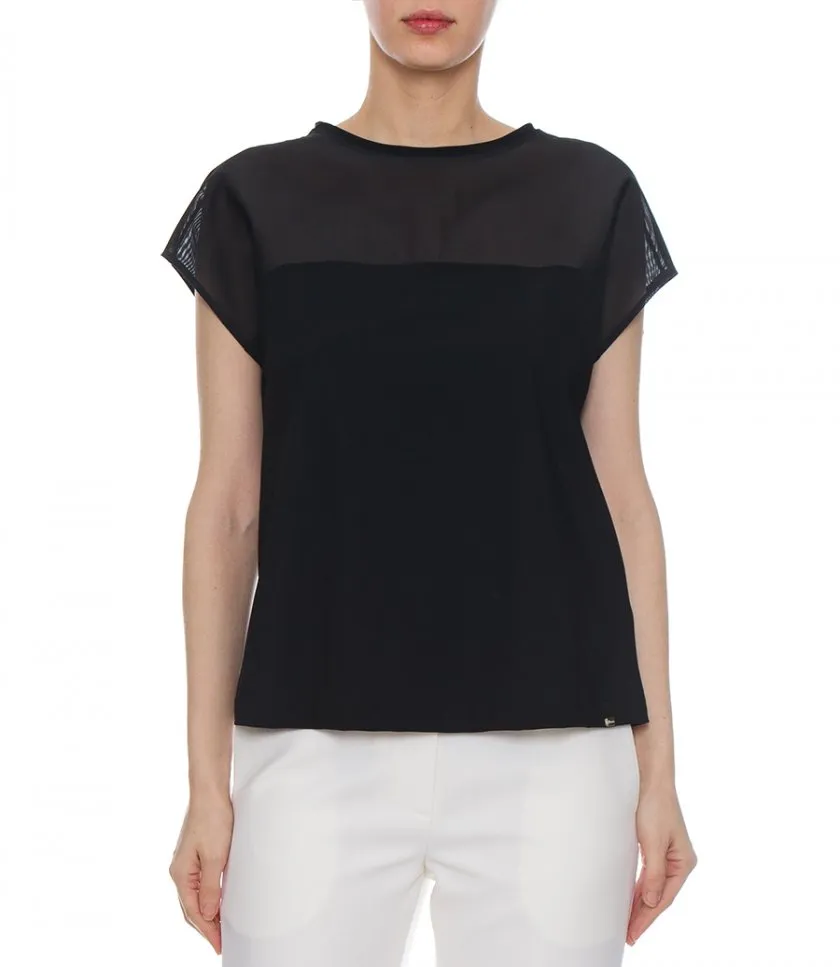 HERNOT-SHIRT IN LIGHT SCUBA & STRETCH TULLE