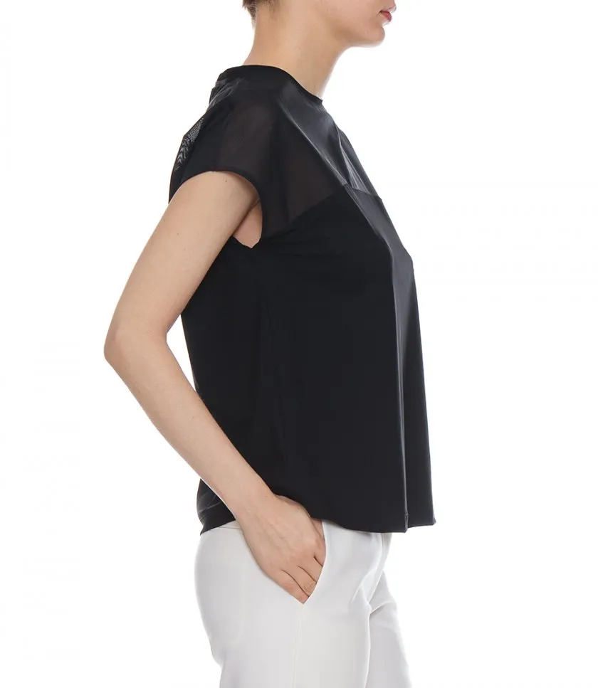 HERNOT-SHIRT IN LIGHT SCUBA & STRETCH TULLE