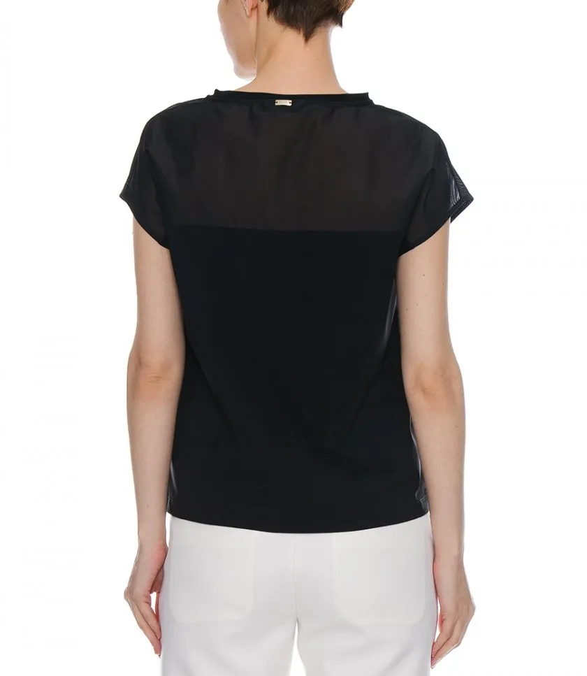 HERNOT-SHIRT IN LIGHT SCUBA & STRETCH TULLE