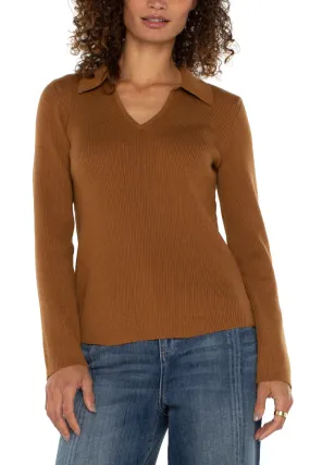 Johnny Collar Long Sleeve Sweater