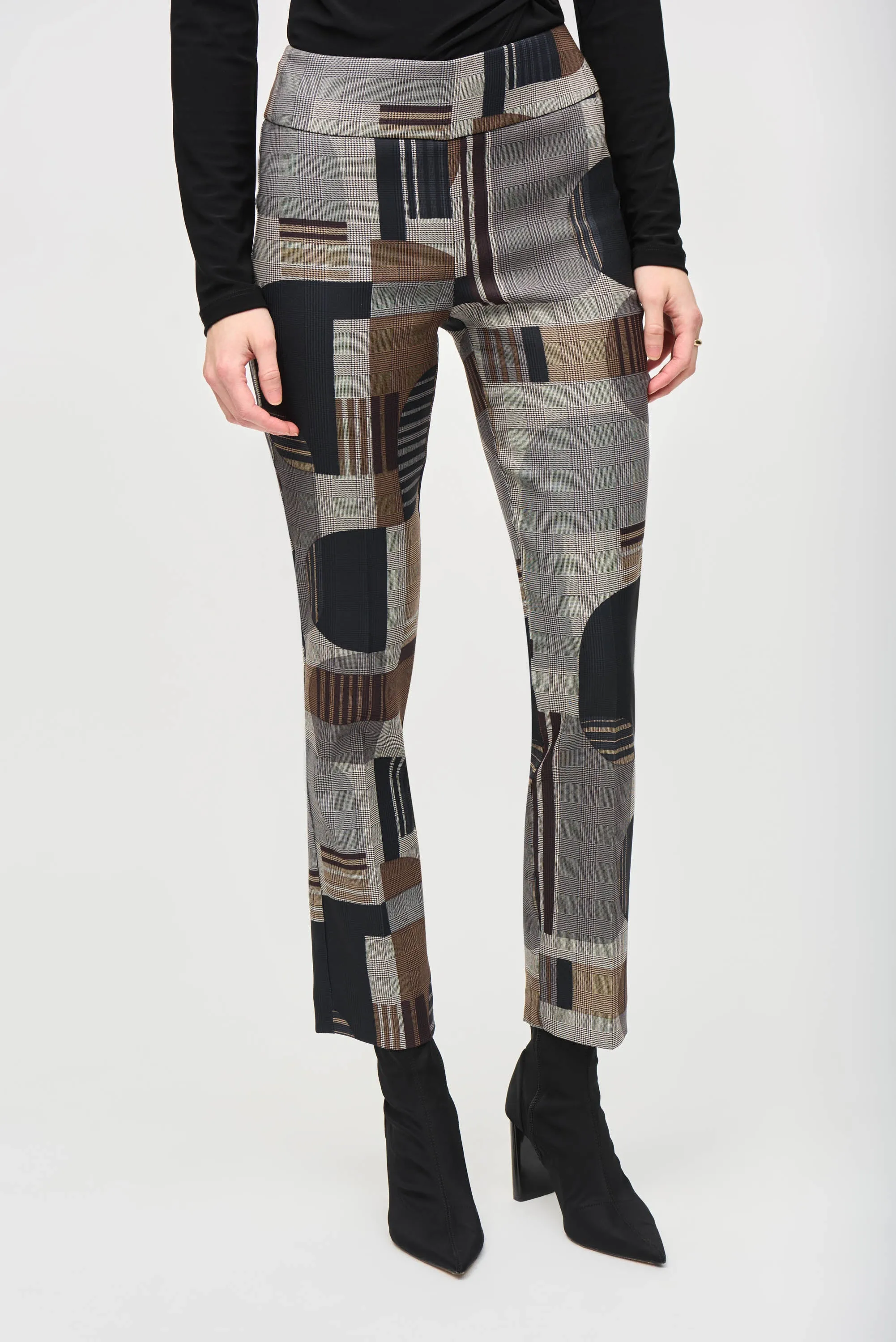 Joseph Ribkoff Jacquard Abstract Print Straight Pull-On Pant