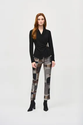 Joseph Ribkoff Jacquard Abstract Print Straight Pull-On Pant