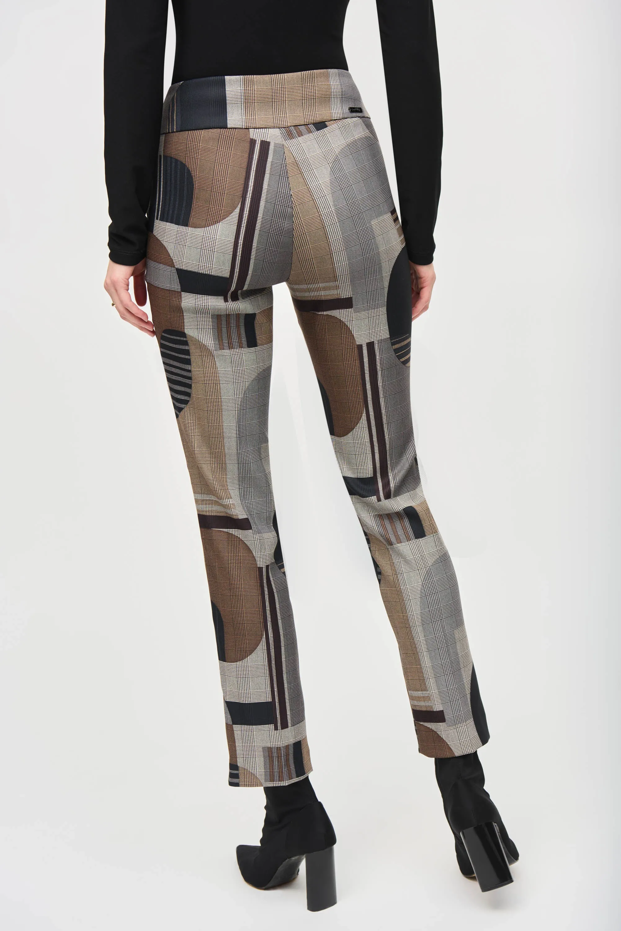 Joseph Ribkoff Jacquard Abstract Print Straight Pull-On Pant