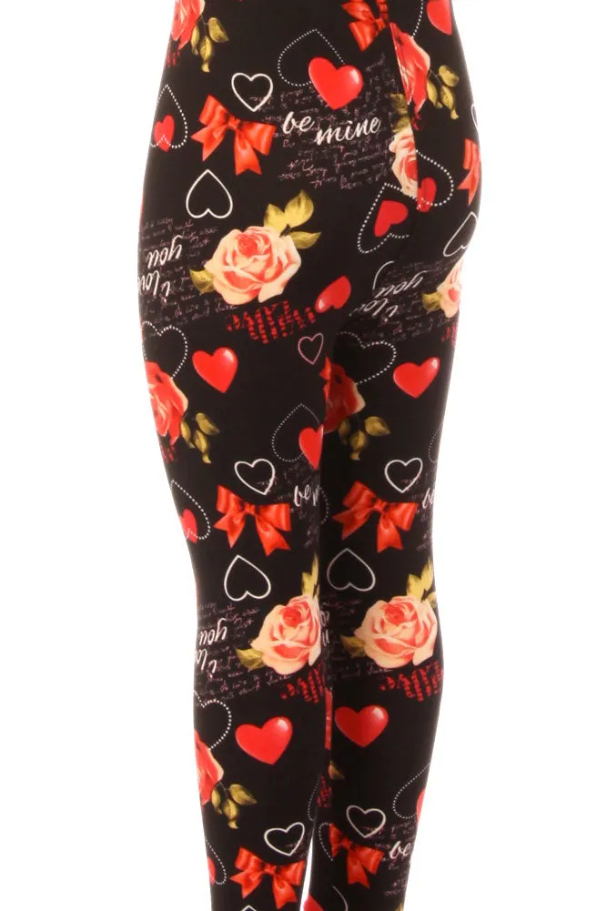 Kid's Valentine Theme Pattern Printed Leggings