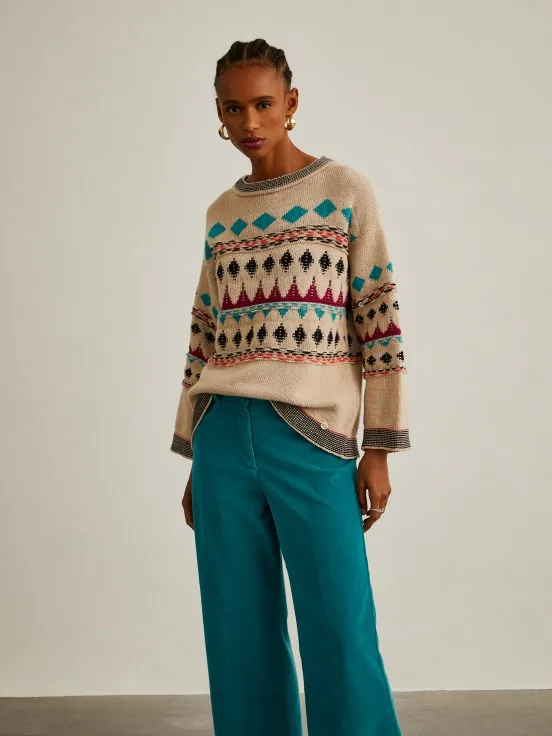 Knitted jacquard sweater