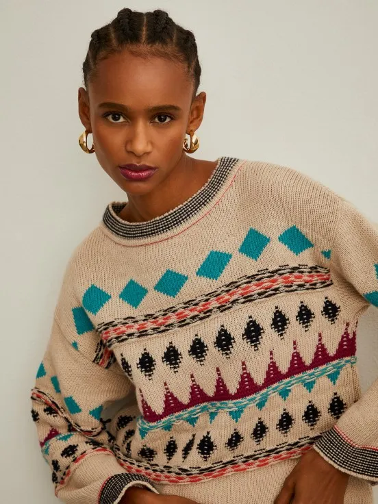 Knitted jacquard sweater