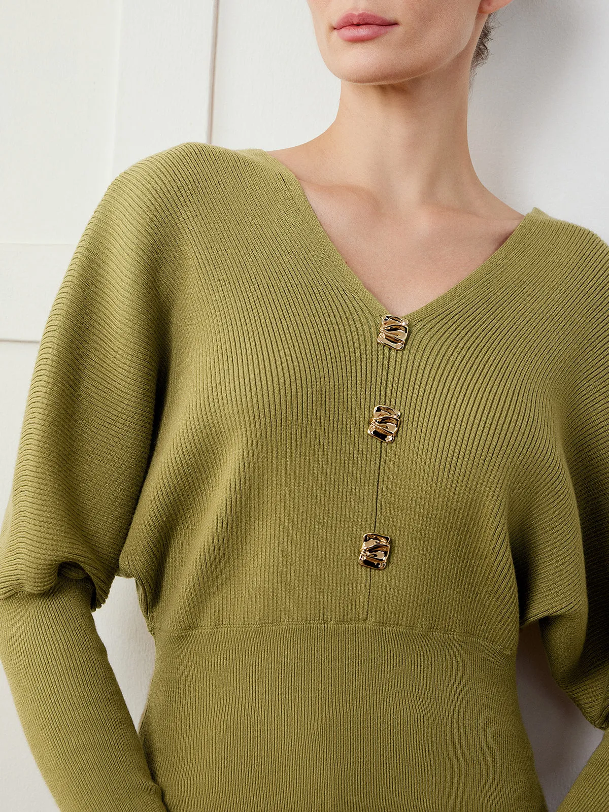 Leg-Of-Mutton Sleeve Cinched Sweater