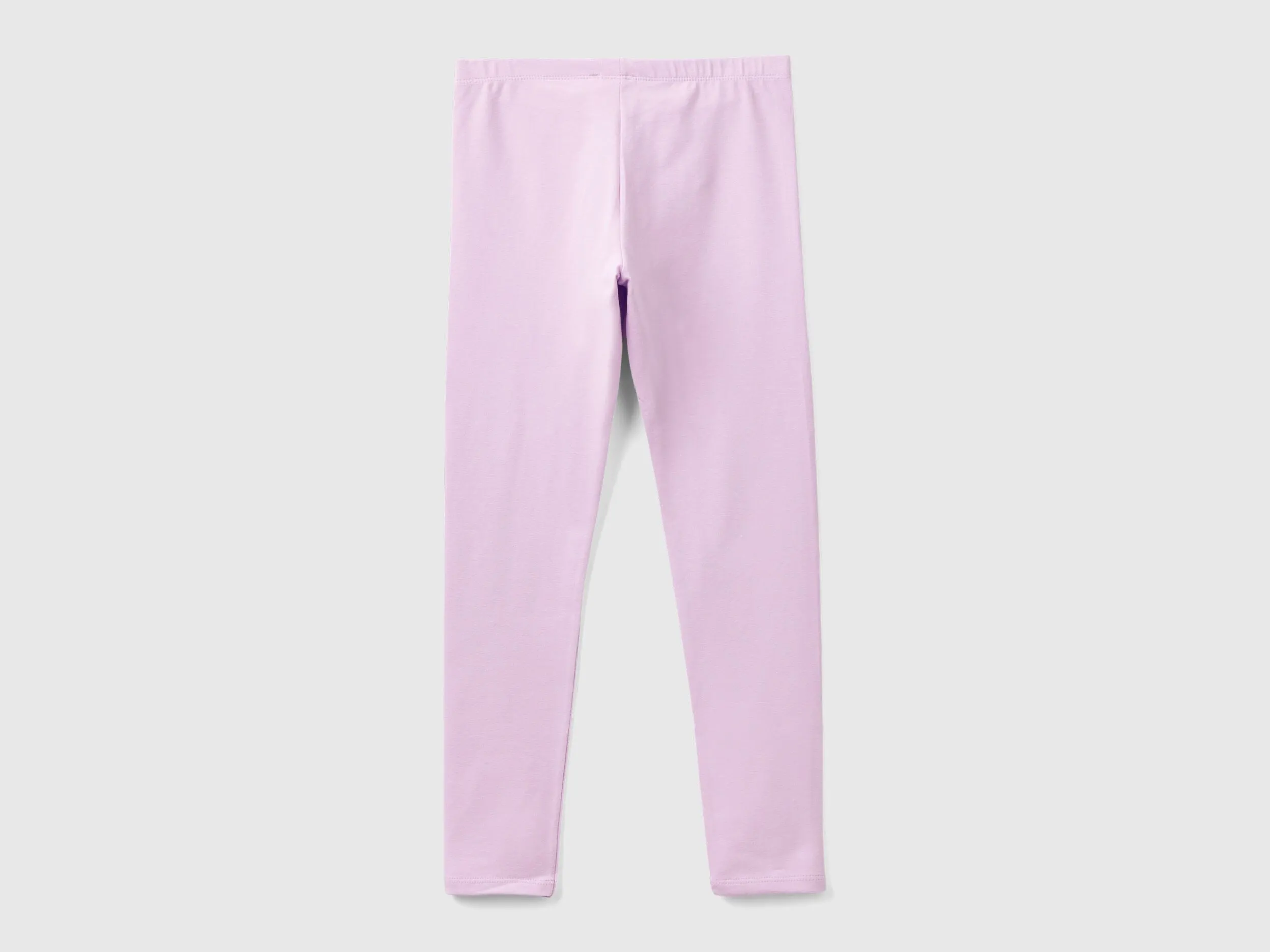 Leggings in stretch cotton with logo - Lilac | Benetton