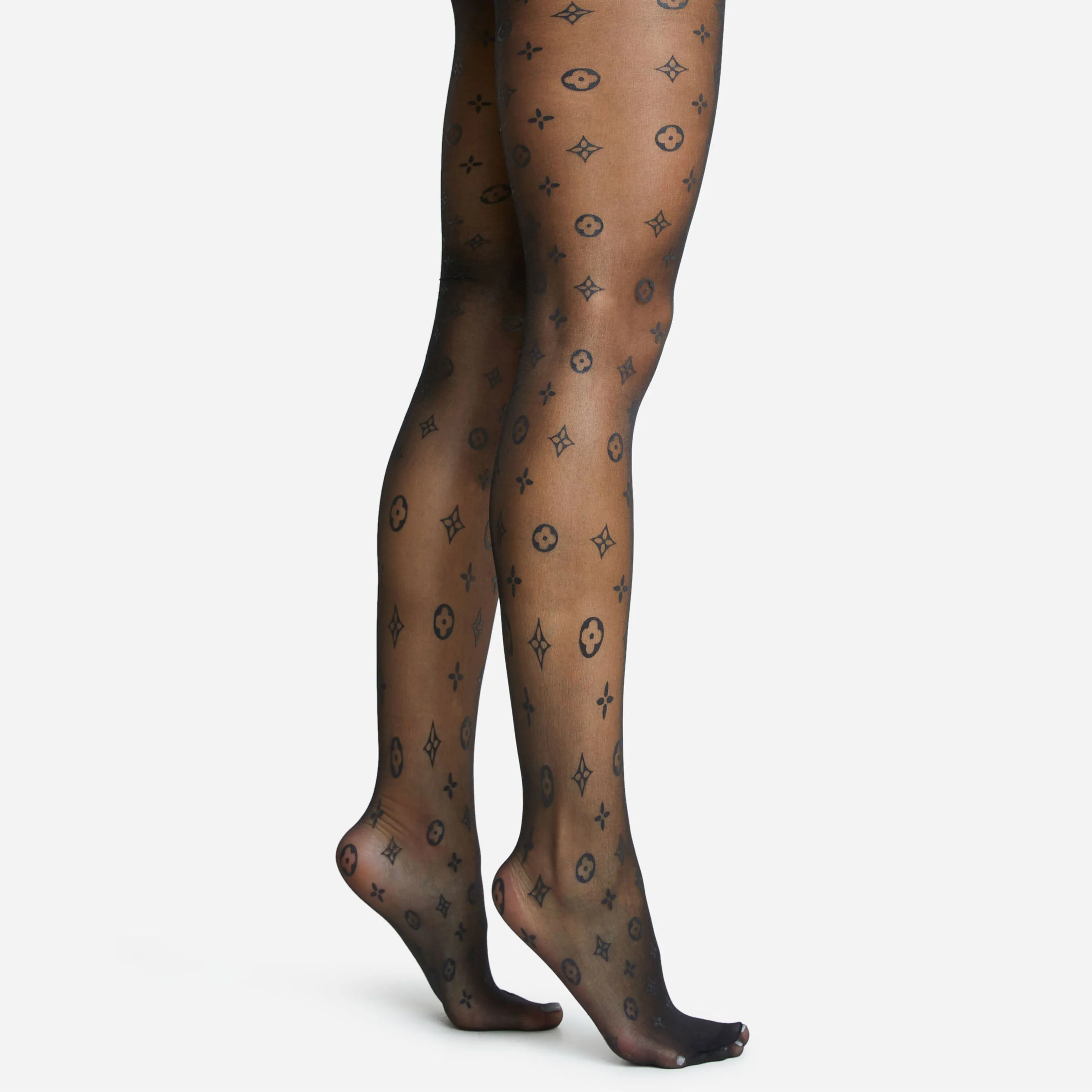 Logo Patterned Tights In Black