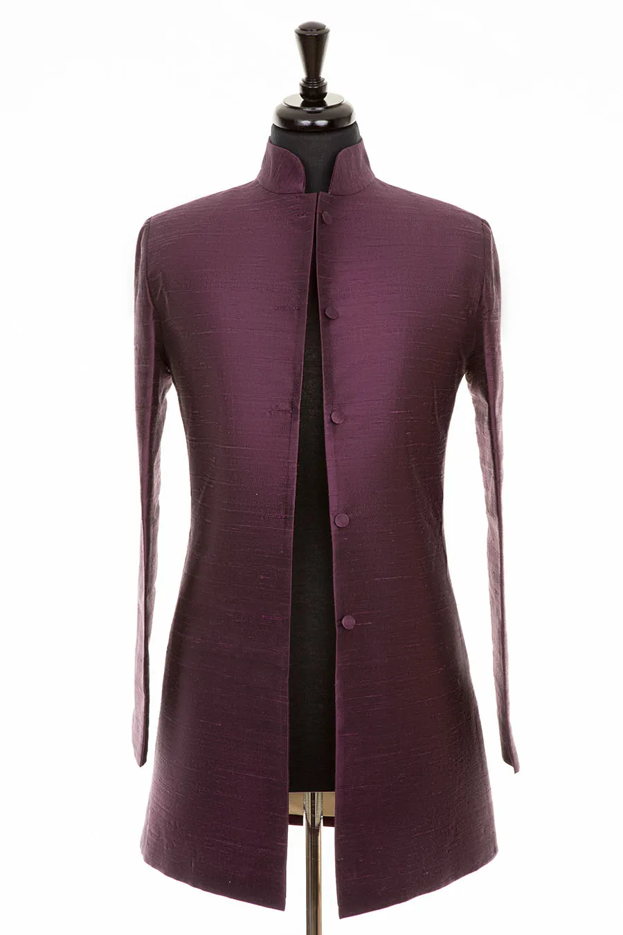 Long Nehru Jacket in Aubergine