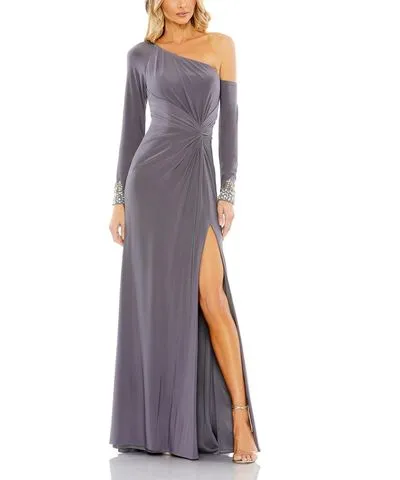 Mac Duggal Womens Embellished One Shoulder Evening Dress