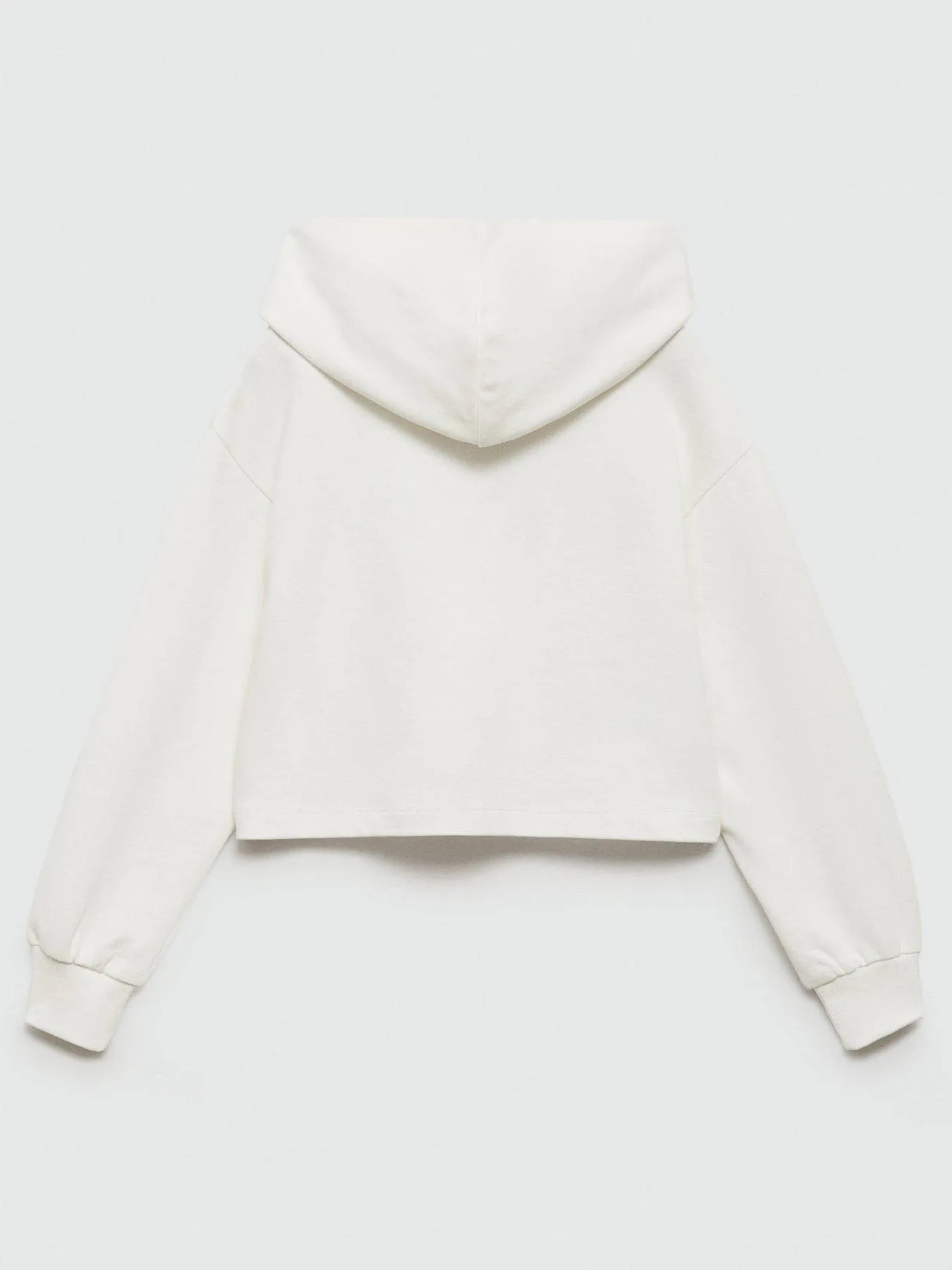 Mango Girls New York Cropped Hoody - White