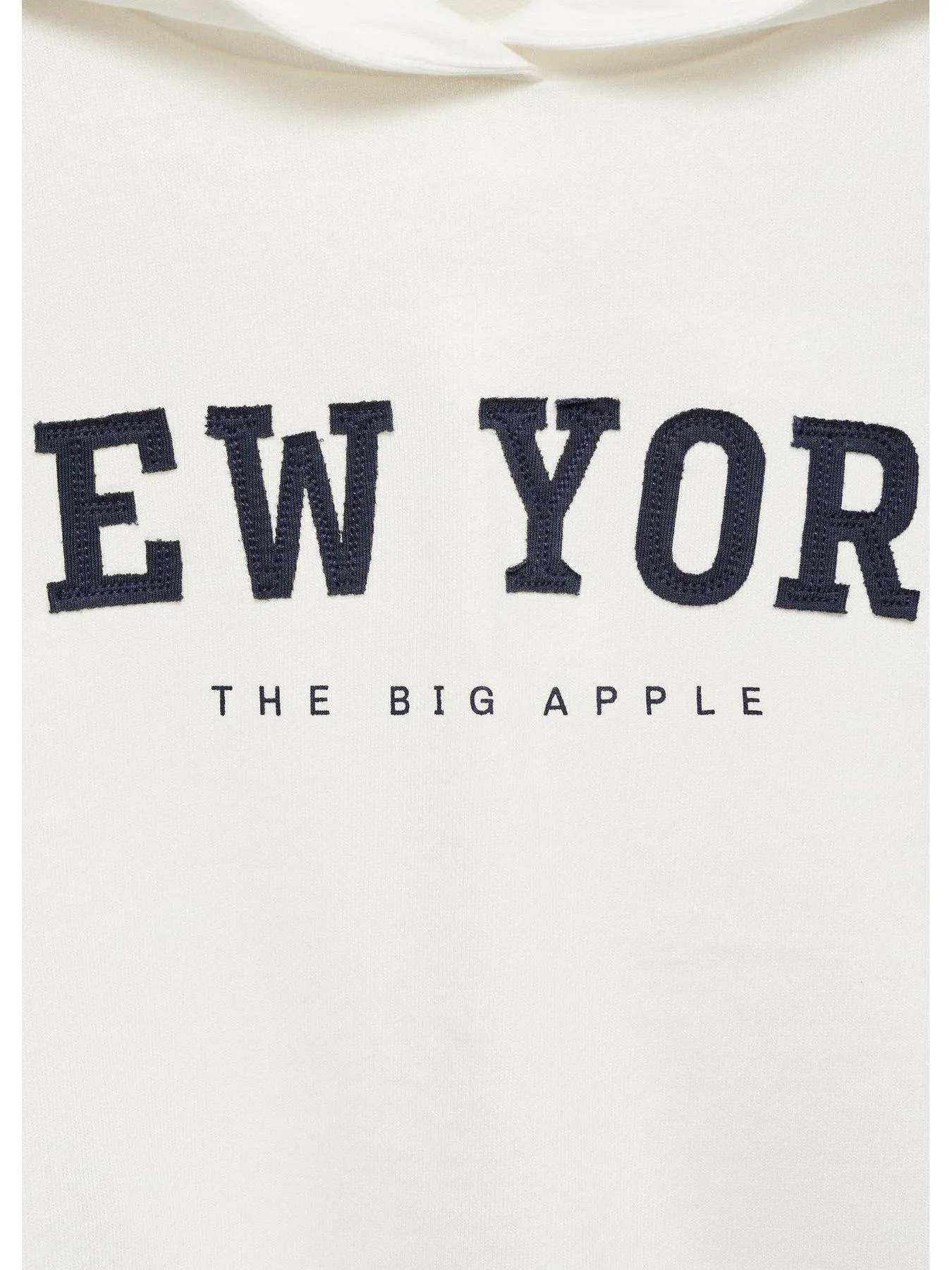 Mango Girls New York Cropped Hoody - White