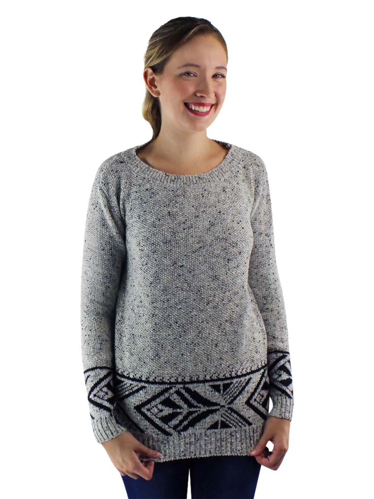 Marled Patterned Long Sweater