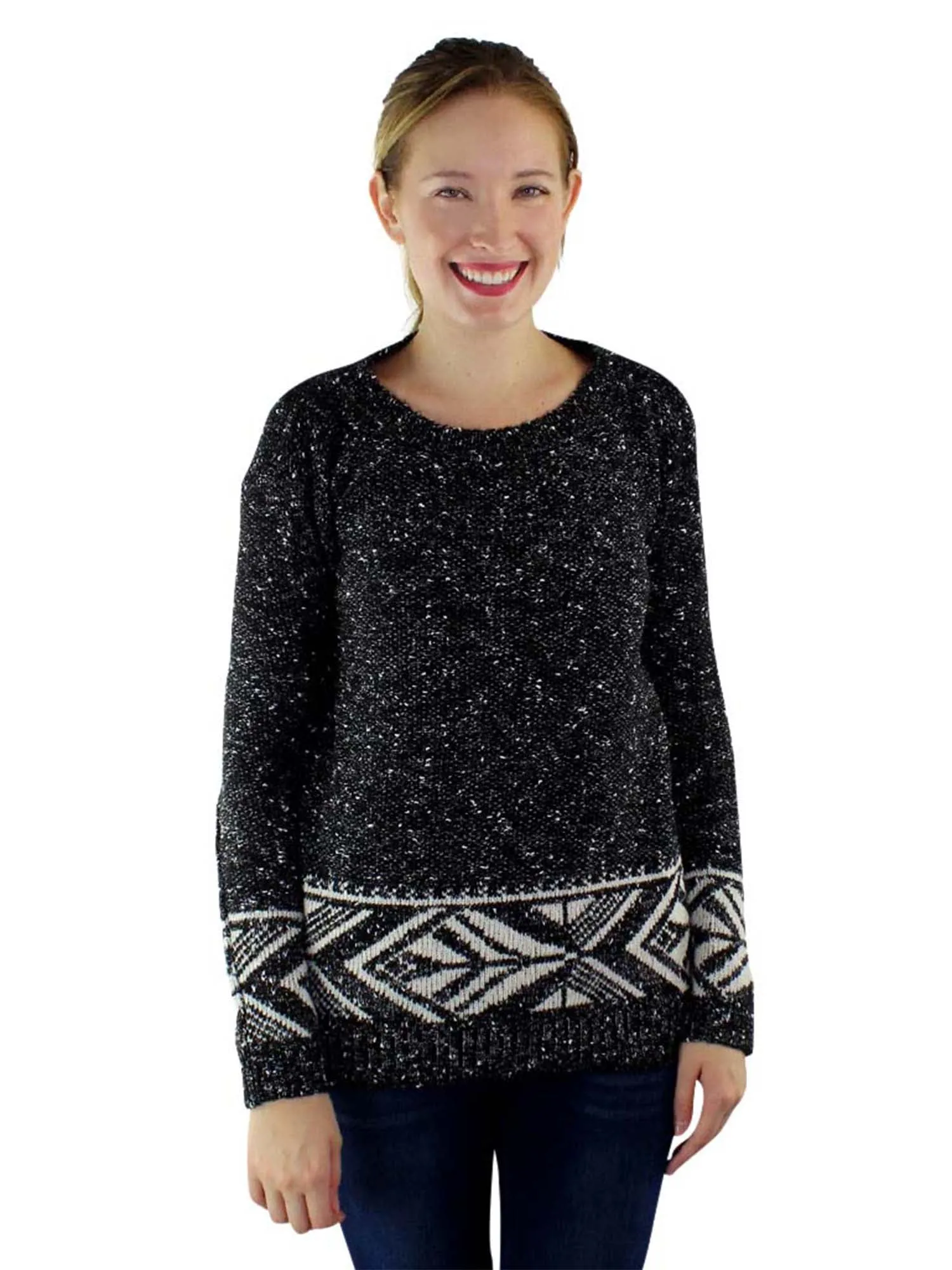 Marled Patterned Long Sweater