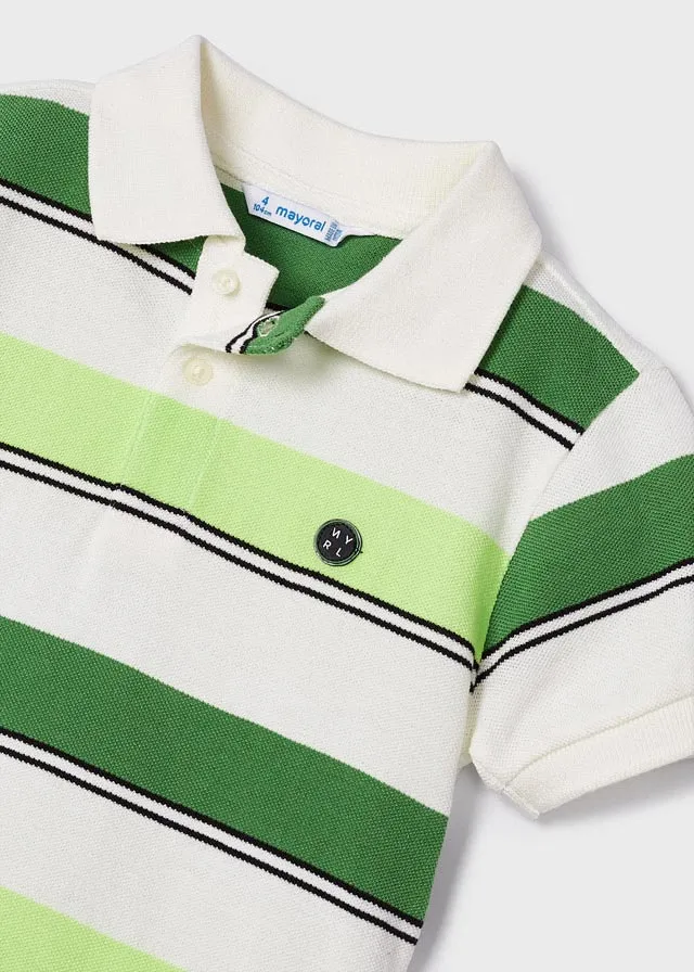 Mayoral Stripes s/s polo for boy - Green