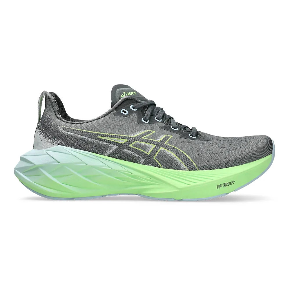 Men's Asics Novablast 4, Steel Grey/Electric Lime, 11 D Medium