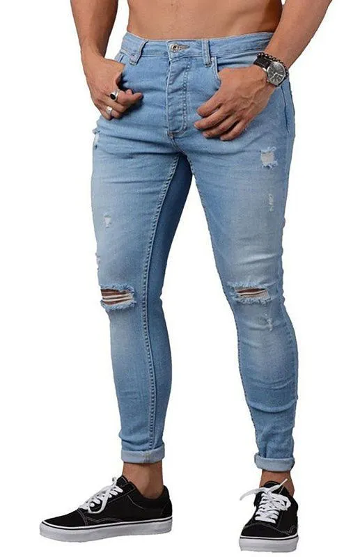 Men's Frayed Slim Fit Jeans