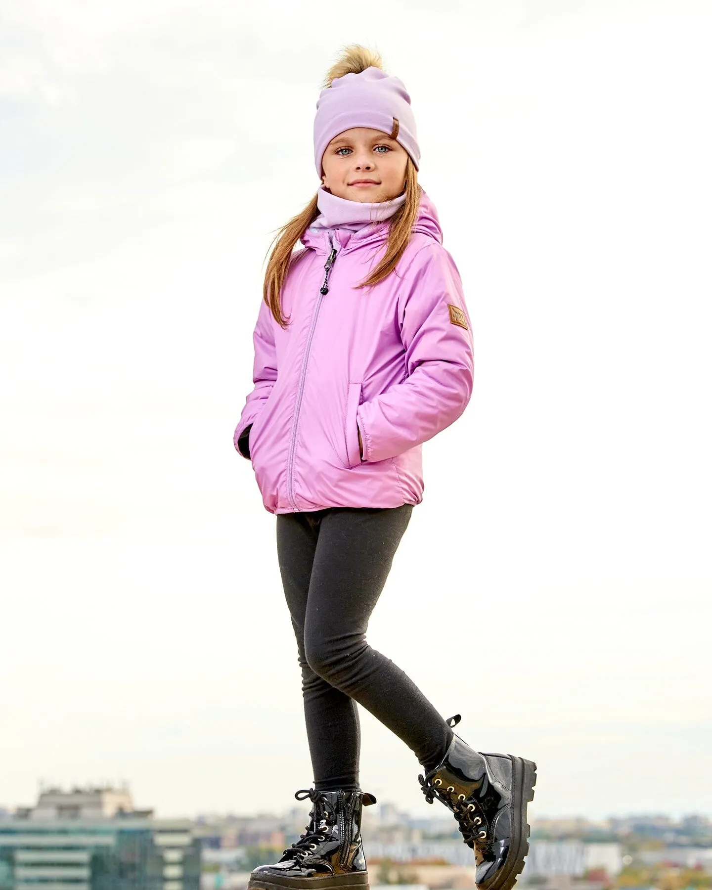 Mid-Season Jersey Detachable Pompom Hat Lilac