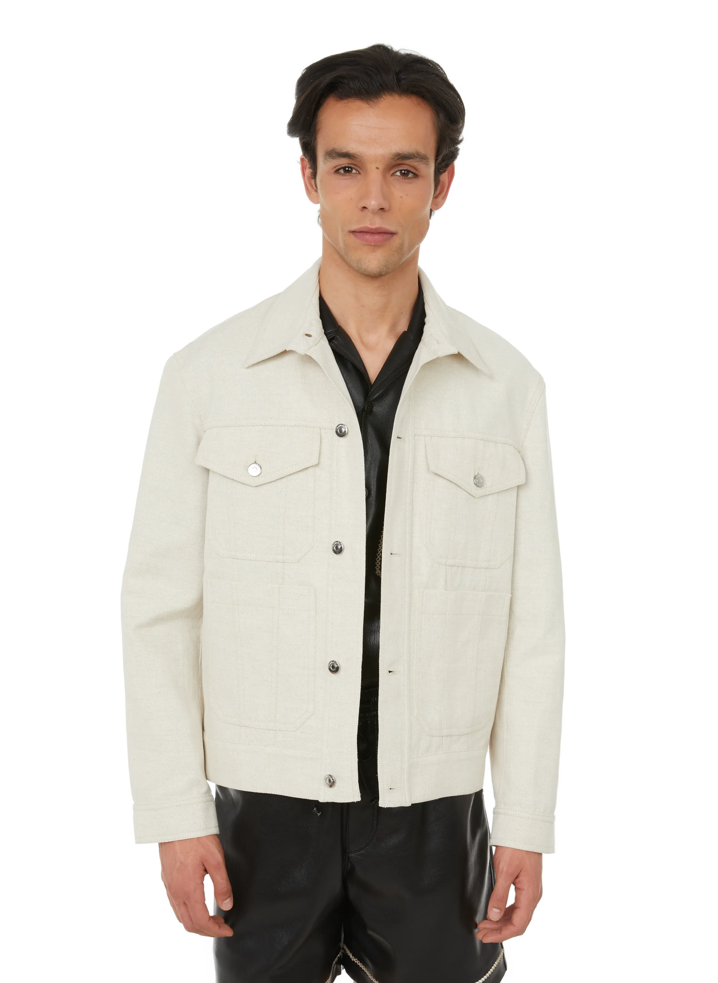 NANUSHKA  Organic cotton and linen denim jacket - White