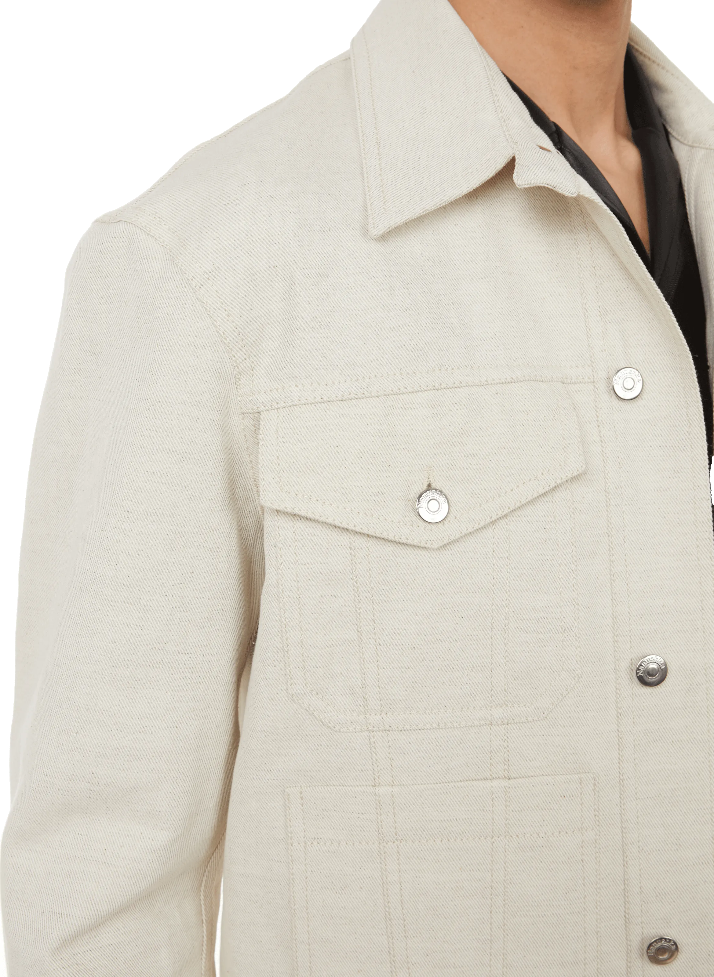 NANUSHKA  Organic cotton and linen denim jacket - White