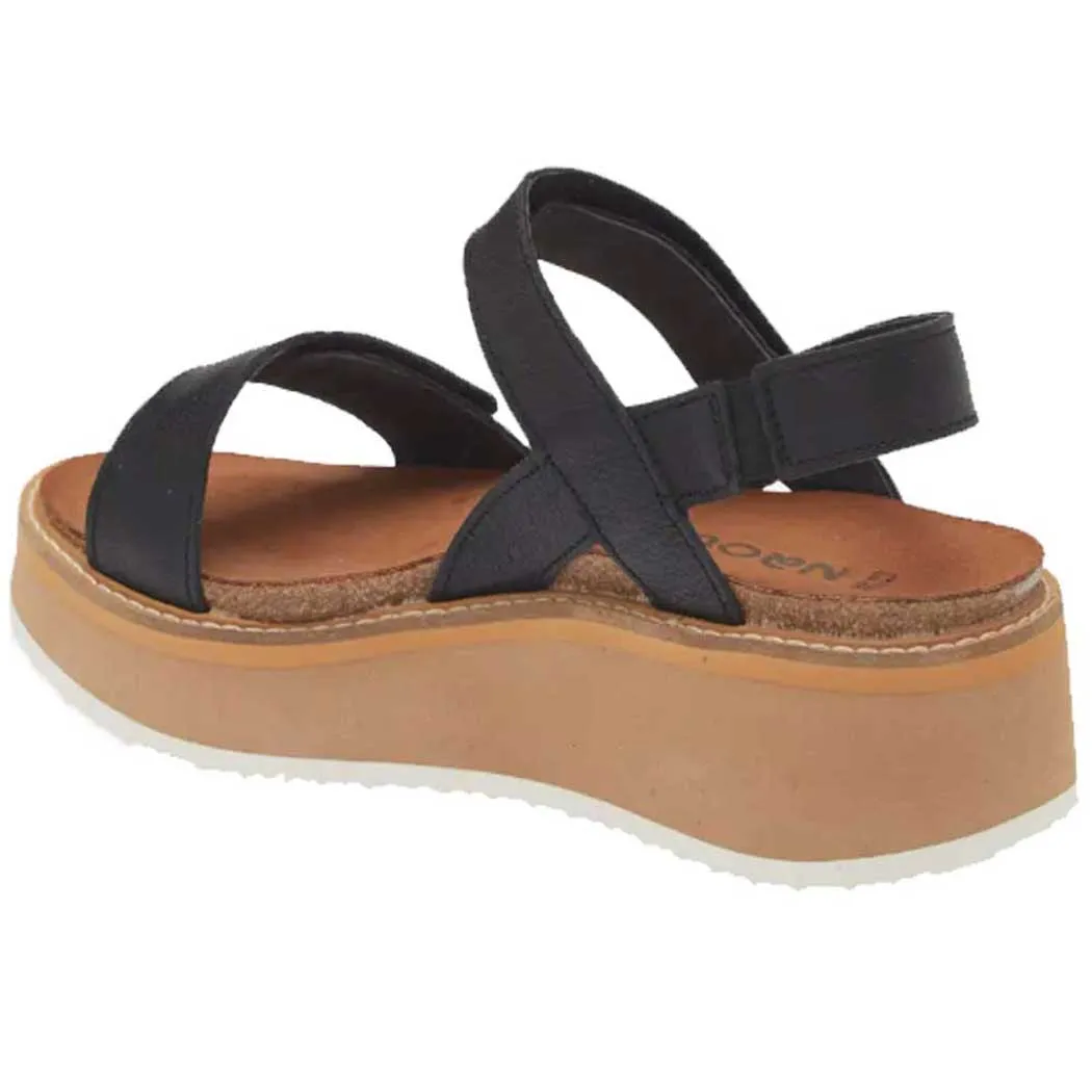 Naot Meringue Platform Sandal Soft Black/ Camel Sole (Women's)