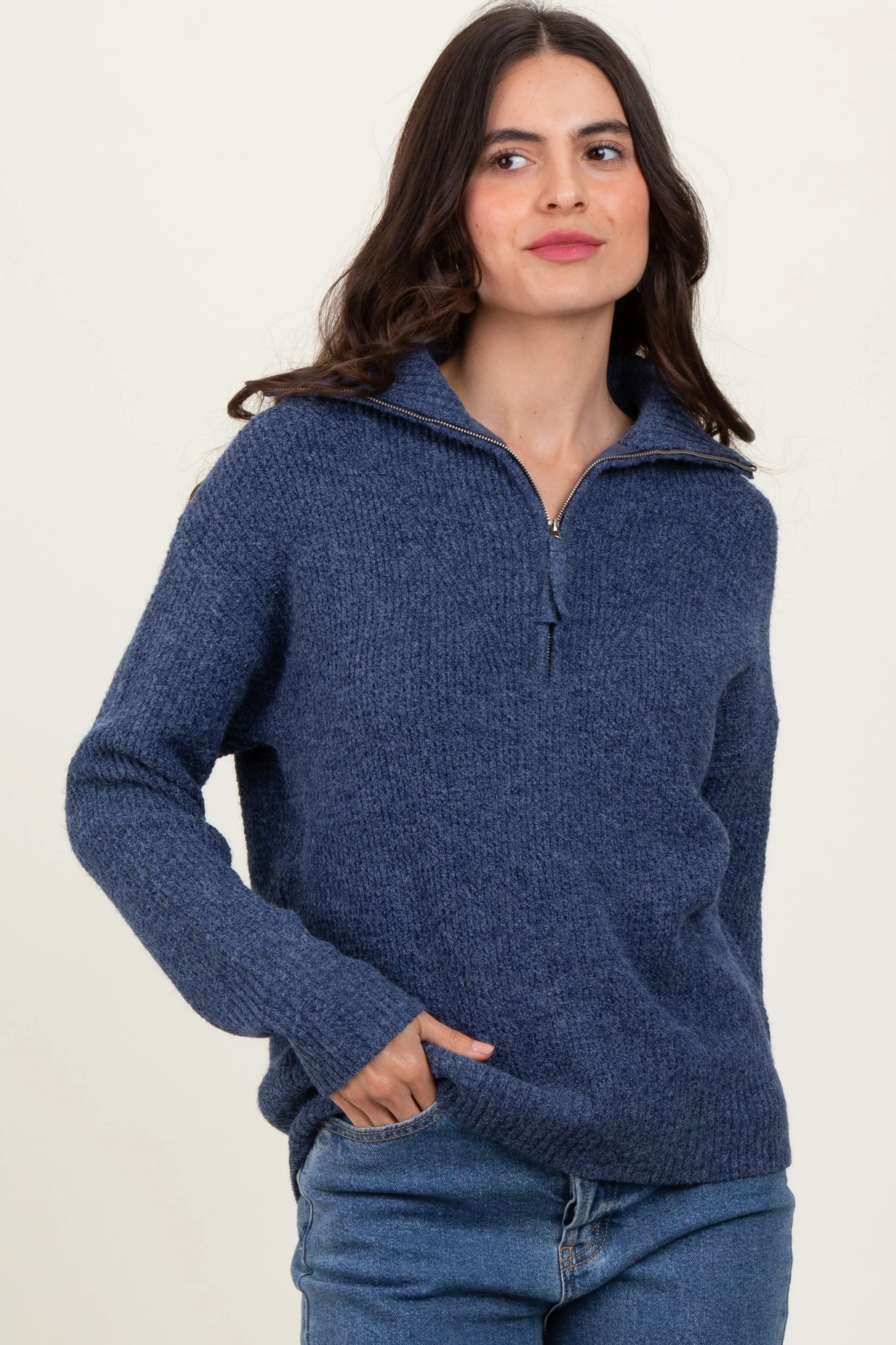 Navy Half Zip Pullover Sweater