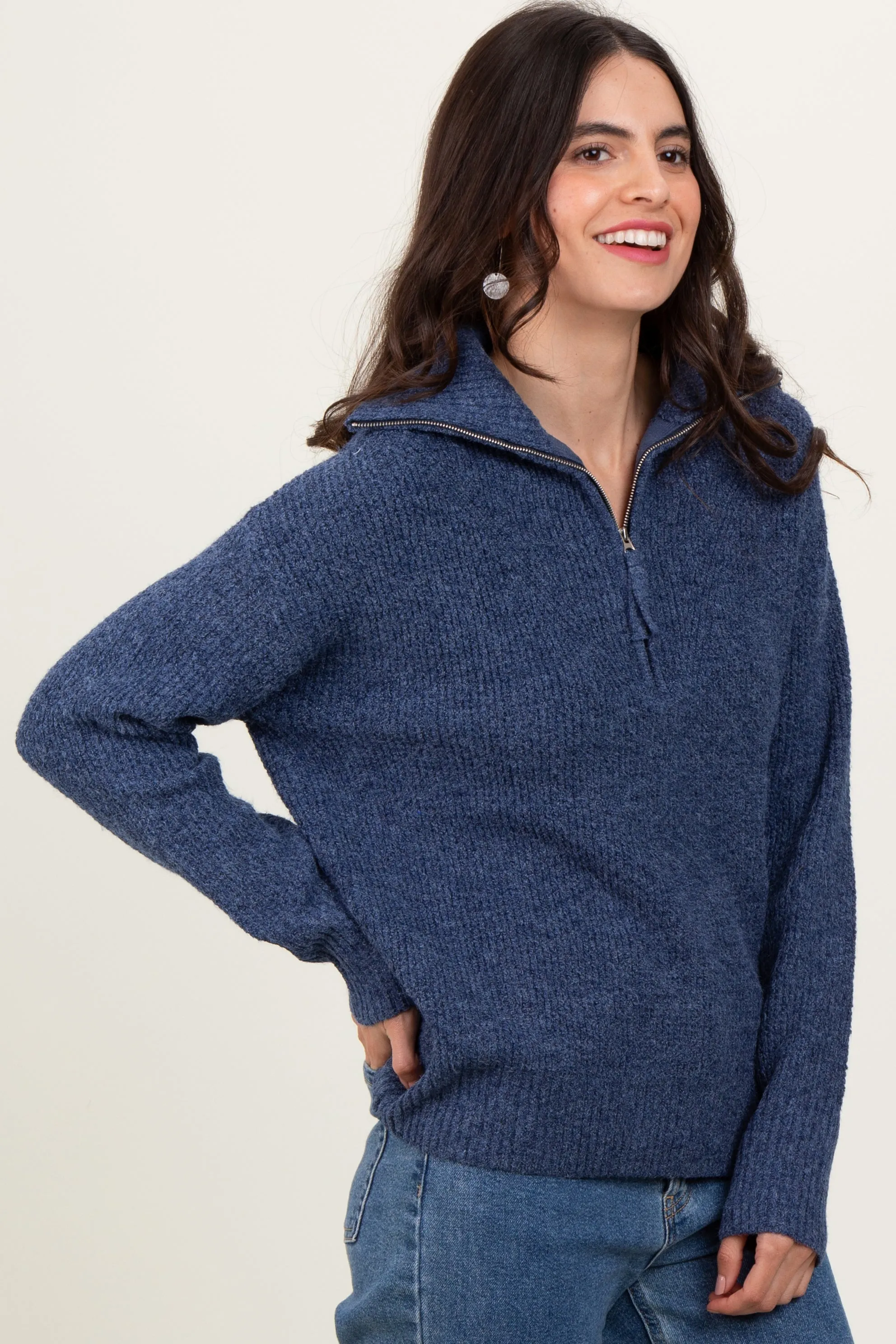 Navy Half Zip Pullover Sweater