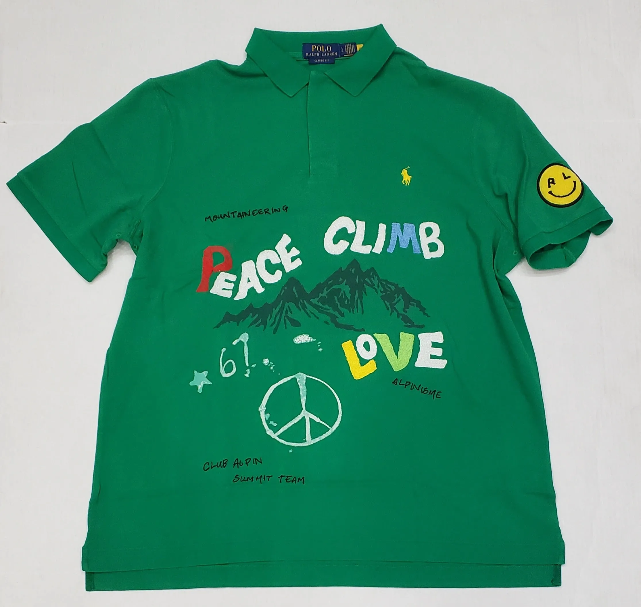 Nwt Polo Ralph Green Peace Love Classic Fit Polo