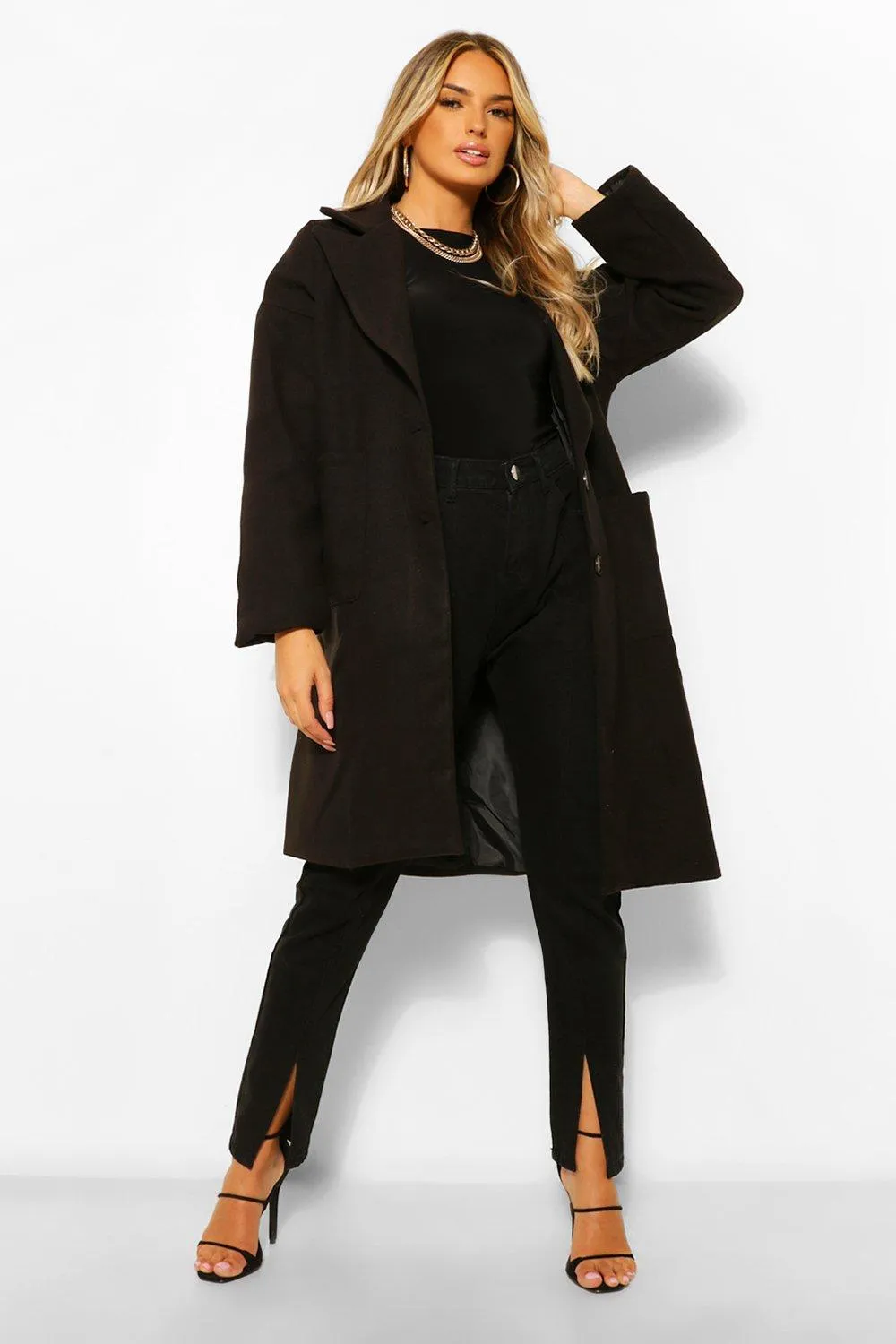 Oversized Collared Wool Look Coat