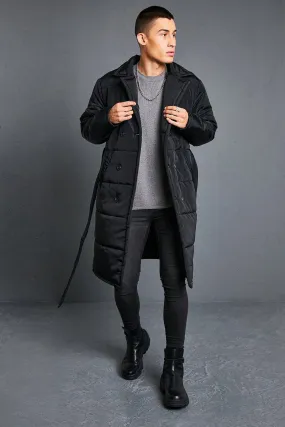 Padded Double Breasted Trench Coat | boohooMAN UK