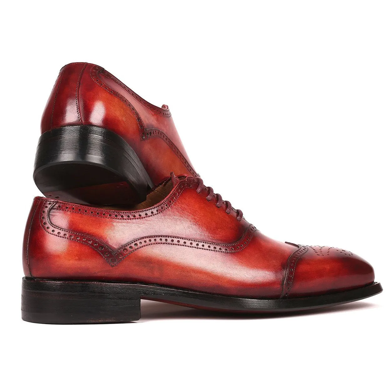 Paul Parkman 094-RDH Men's Shoes Reddish Brown Calf-Skin Leather Goodyear Welted Oxfords (PM6294)