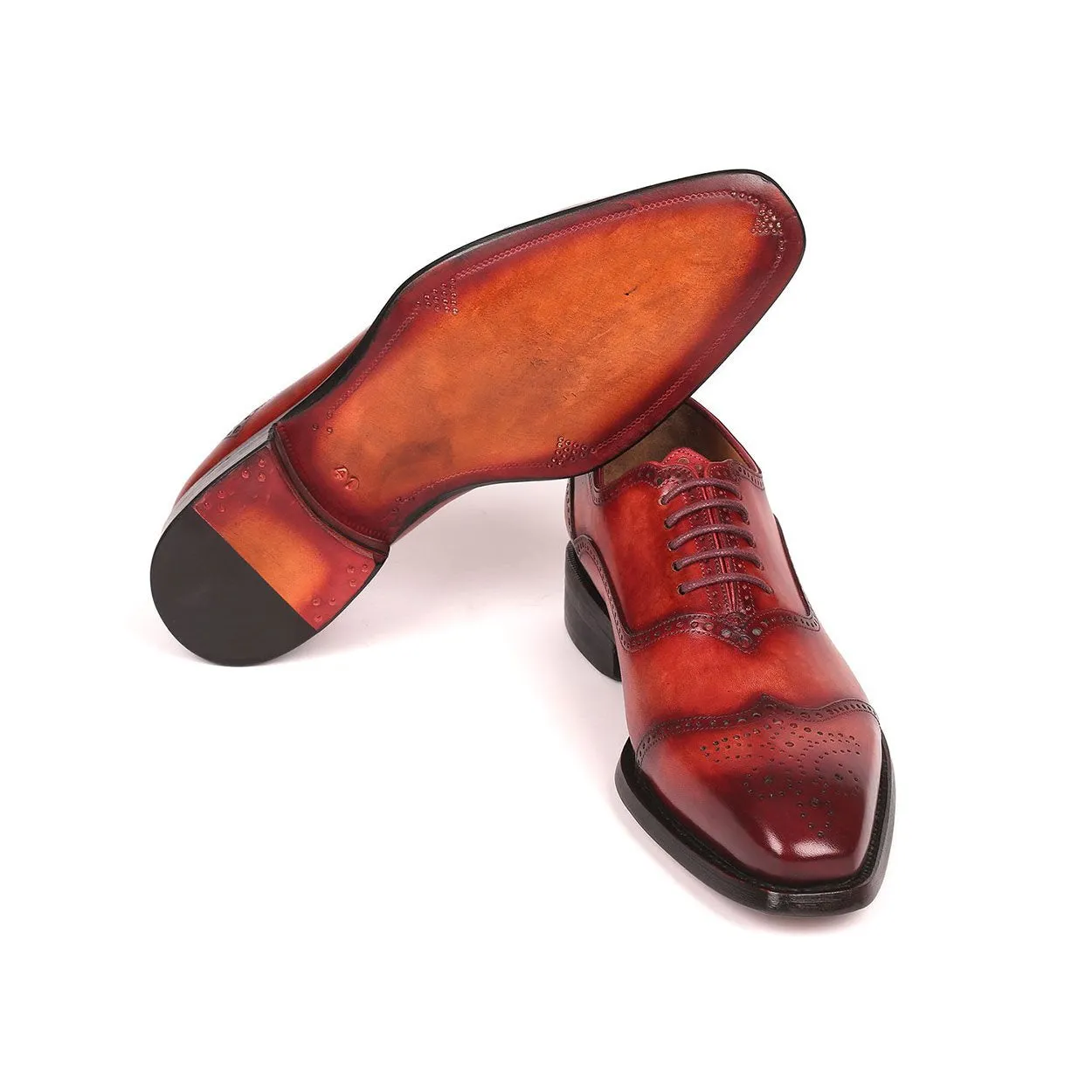 Paul Parkman 094-RDH Men's Shoes Reddish Brown Calf-Skin Leather Goodyear Welted Oxfords (PM6294)