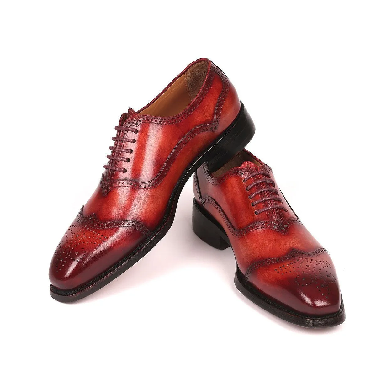 Paul Parkman 094-RDH Men's Shoes Reddish Brown Calf-Skin Leather Goodyear Welted Oxfords (PM6294)