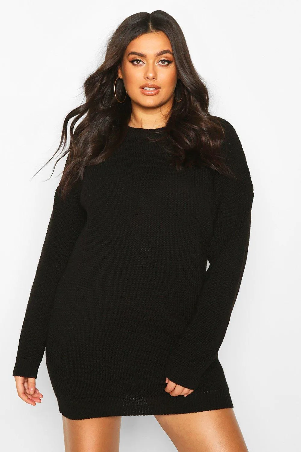 Plus Crew Neck Sweater Dress