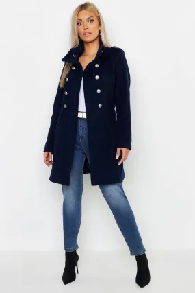 Plus Military Wool Look Coat