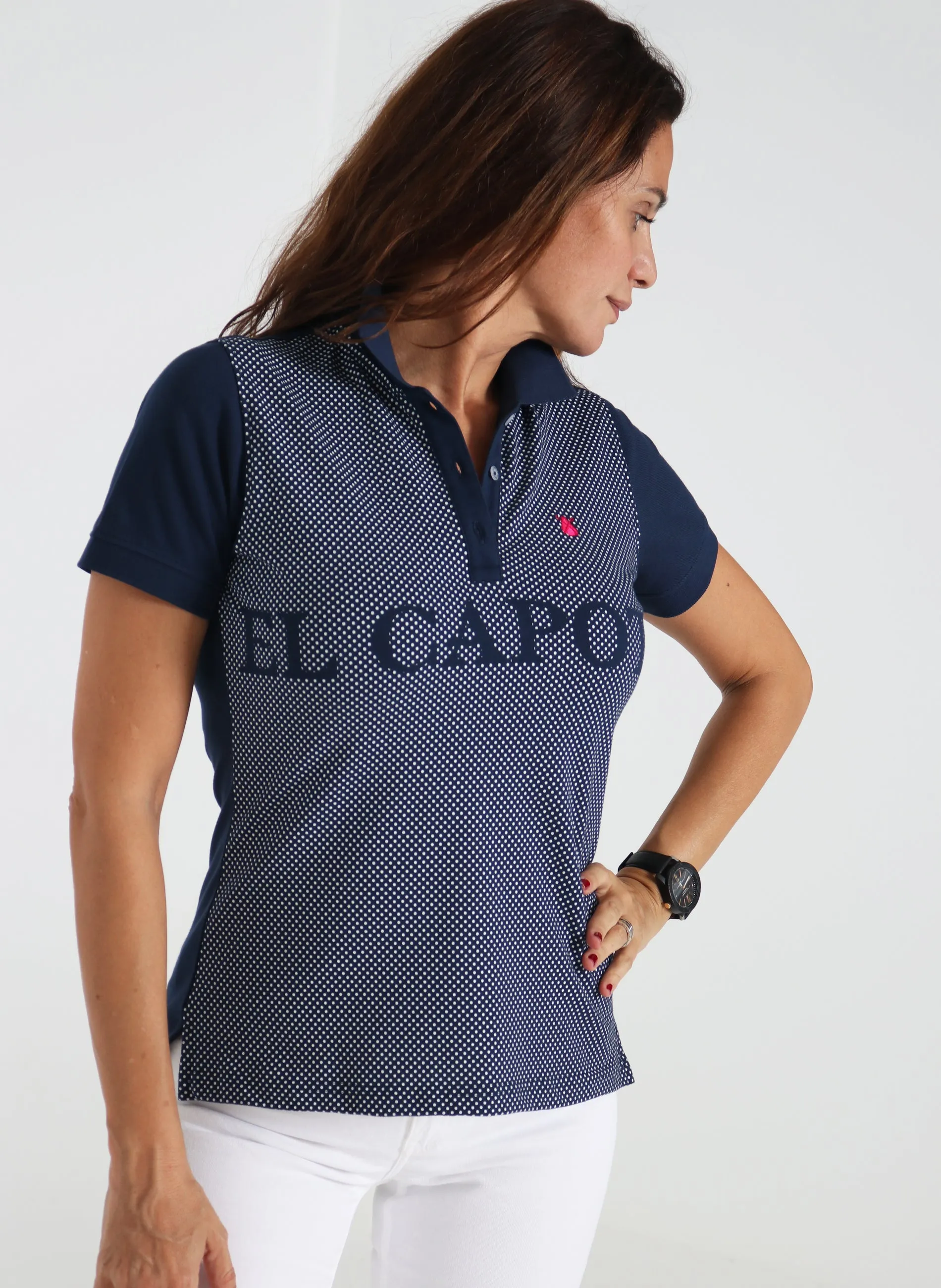 Polo Mujer Classic Azul Lunares