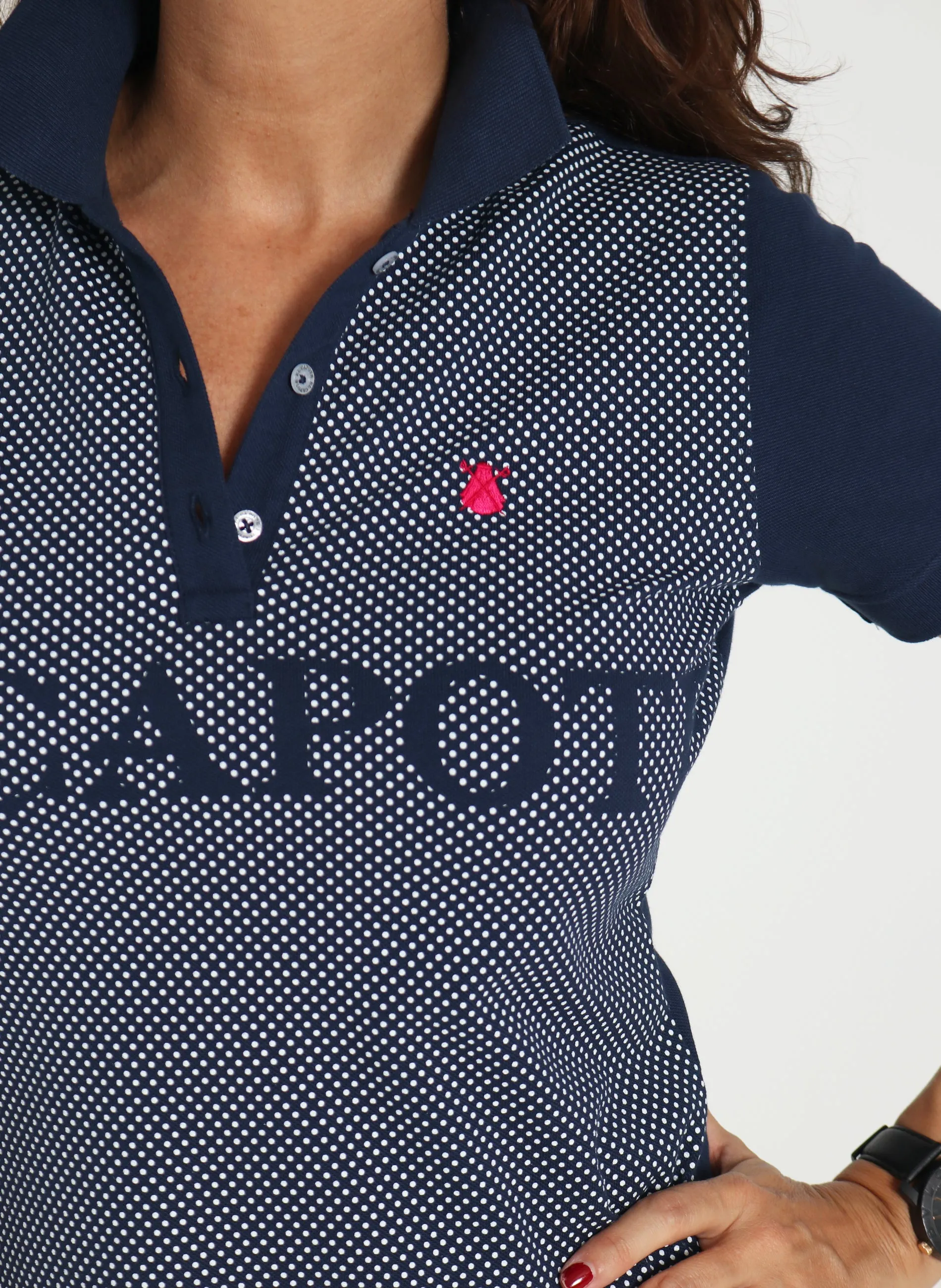 Polo Mujer Classic Azul Lunares