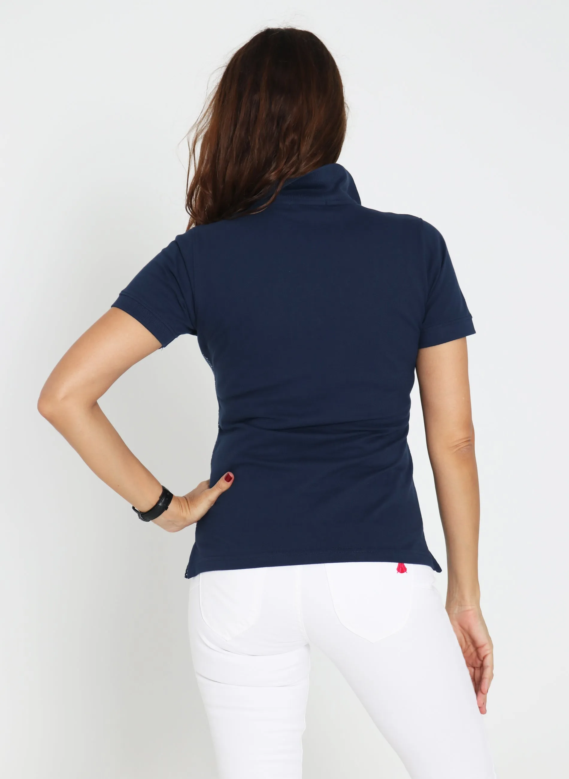 Polo Mujer Classic Azul Lunares