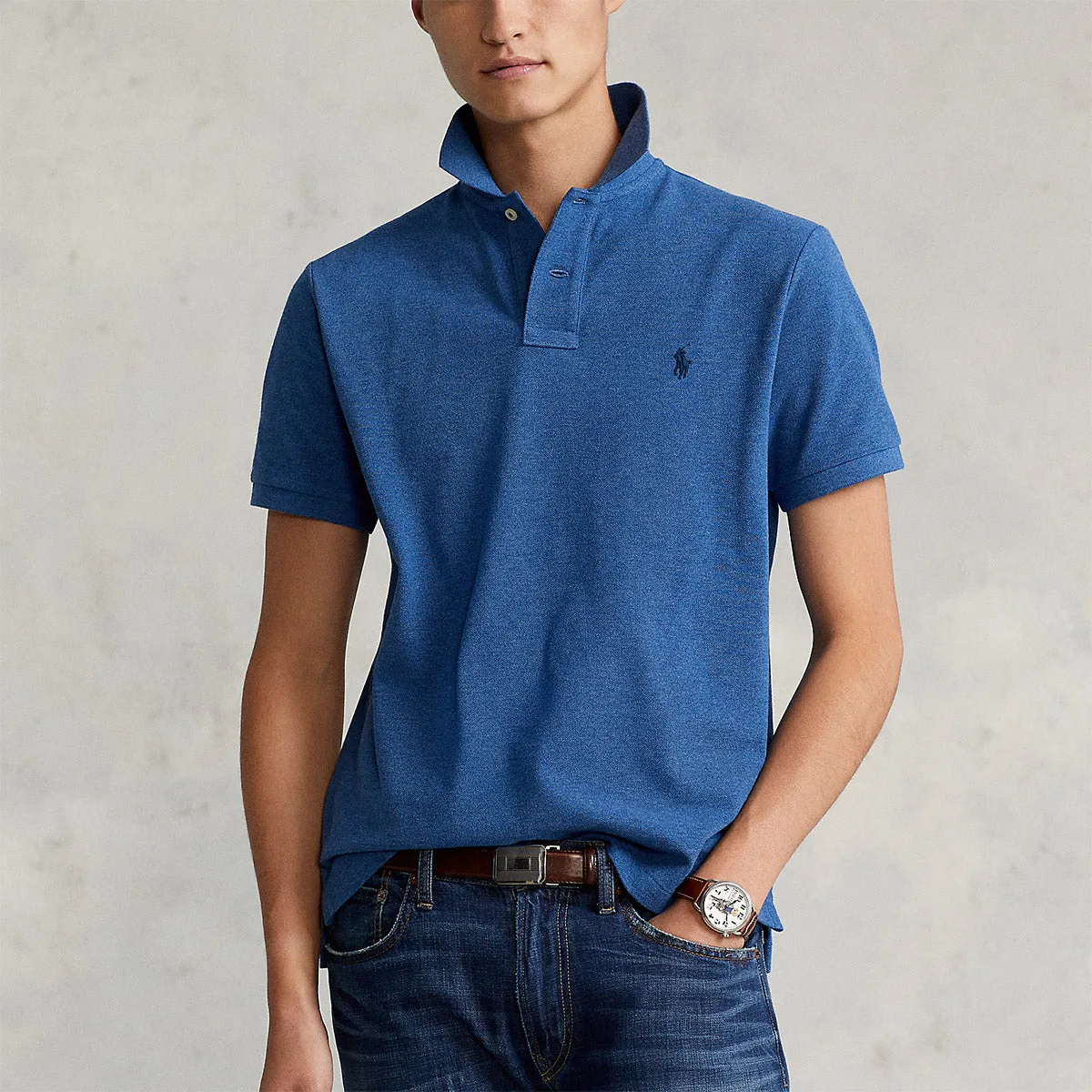 Polo Ralph Lauren - Slim Fit Mesh Polo Shirt in Blue