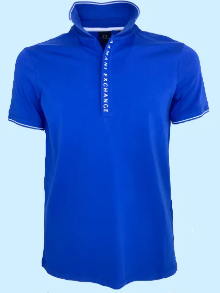 POLO UOMO BLU ELETTRICA CON LOGO SUL COLLETTO