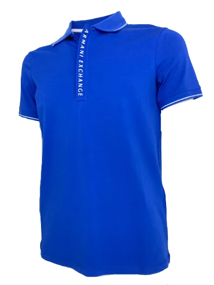 POLO UOMO BLU ELETTRICA CON LOGO SUL COLLETTO