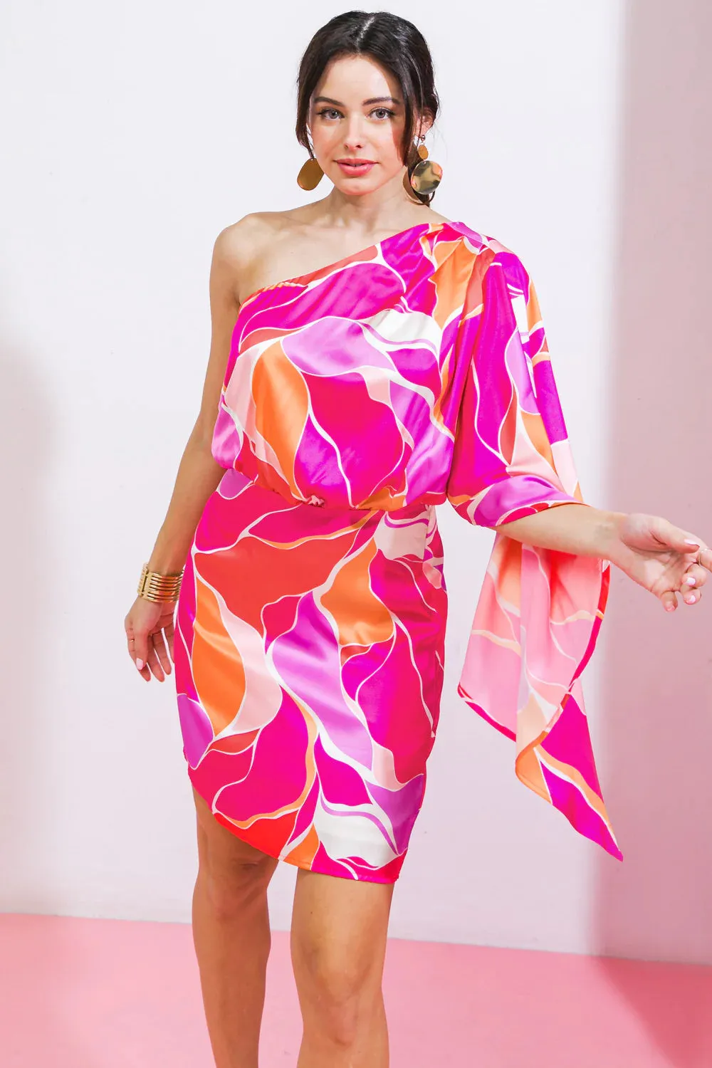 Printed Satin Dress