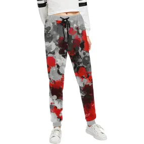 Red and Grey Paint Splatter Women's All Over Print Jogger Sweatpants