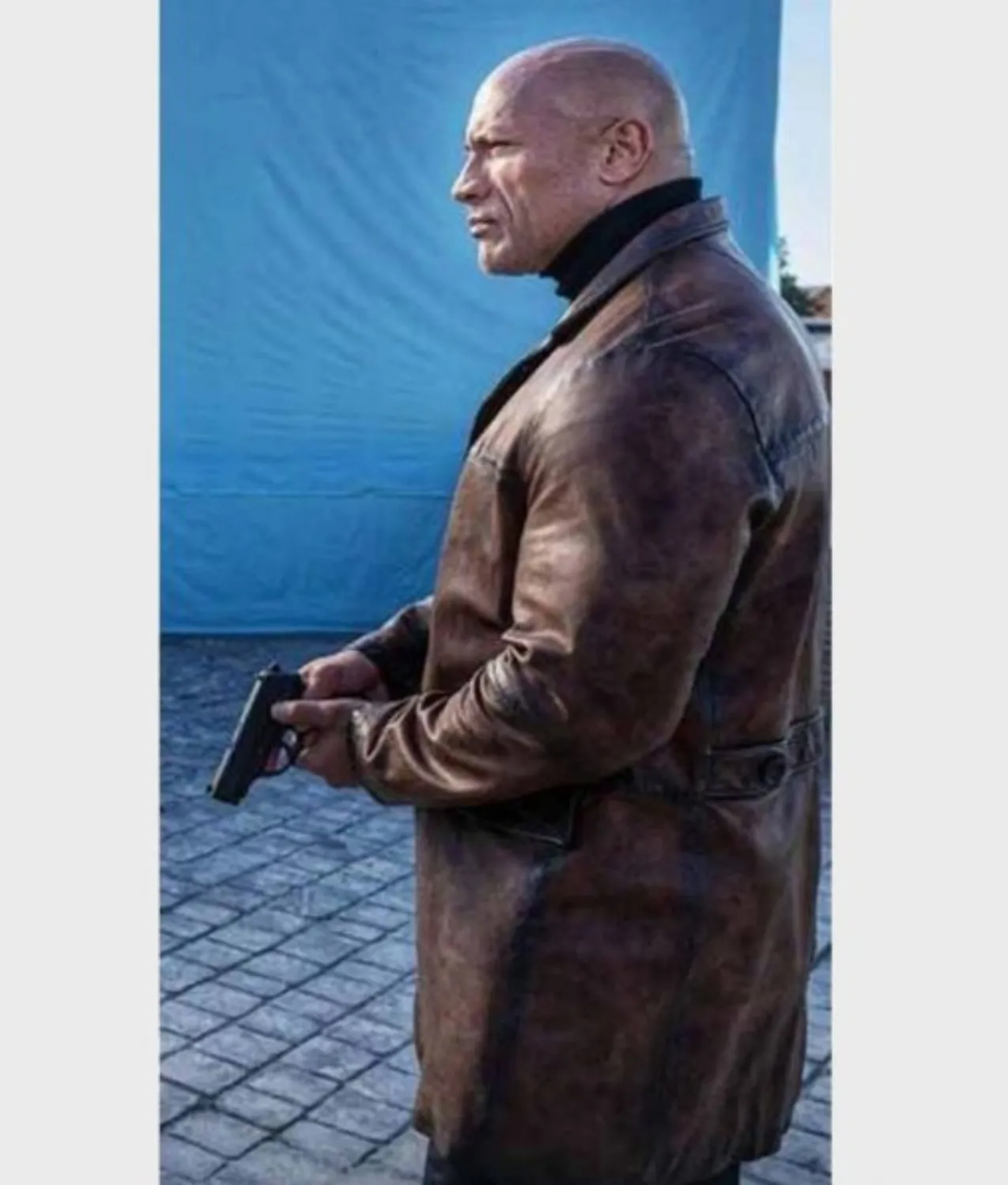 Red Notice Dwayne Johnson Coat | Distressed Brown Leather Coat