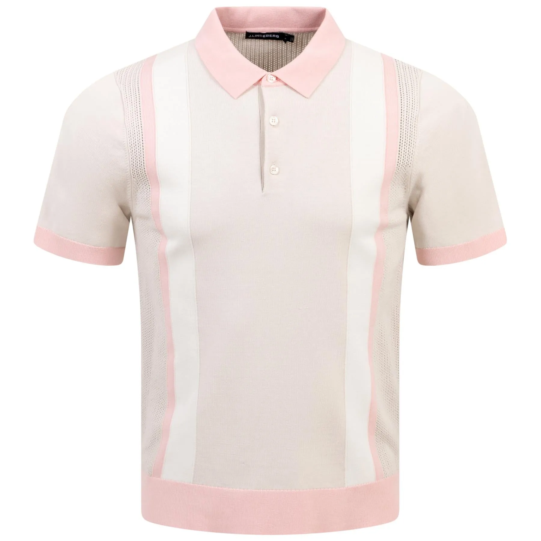 Reymond Regular Fit Knitted Stripe Polo Moonbeam Grey - SS24