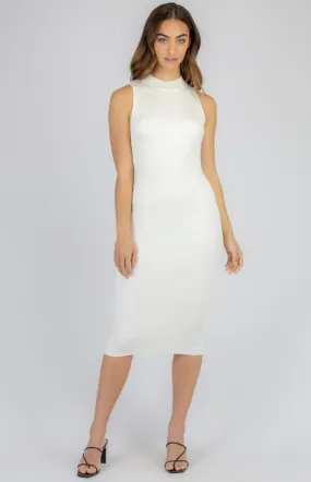 Round Neck Fitted Rib Midi Dress (SKN434)