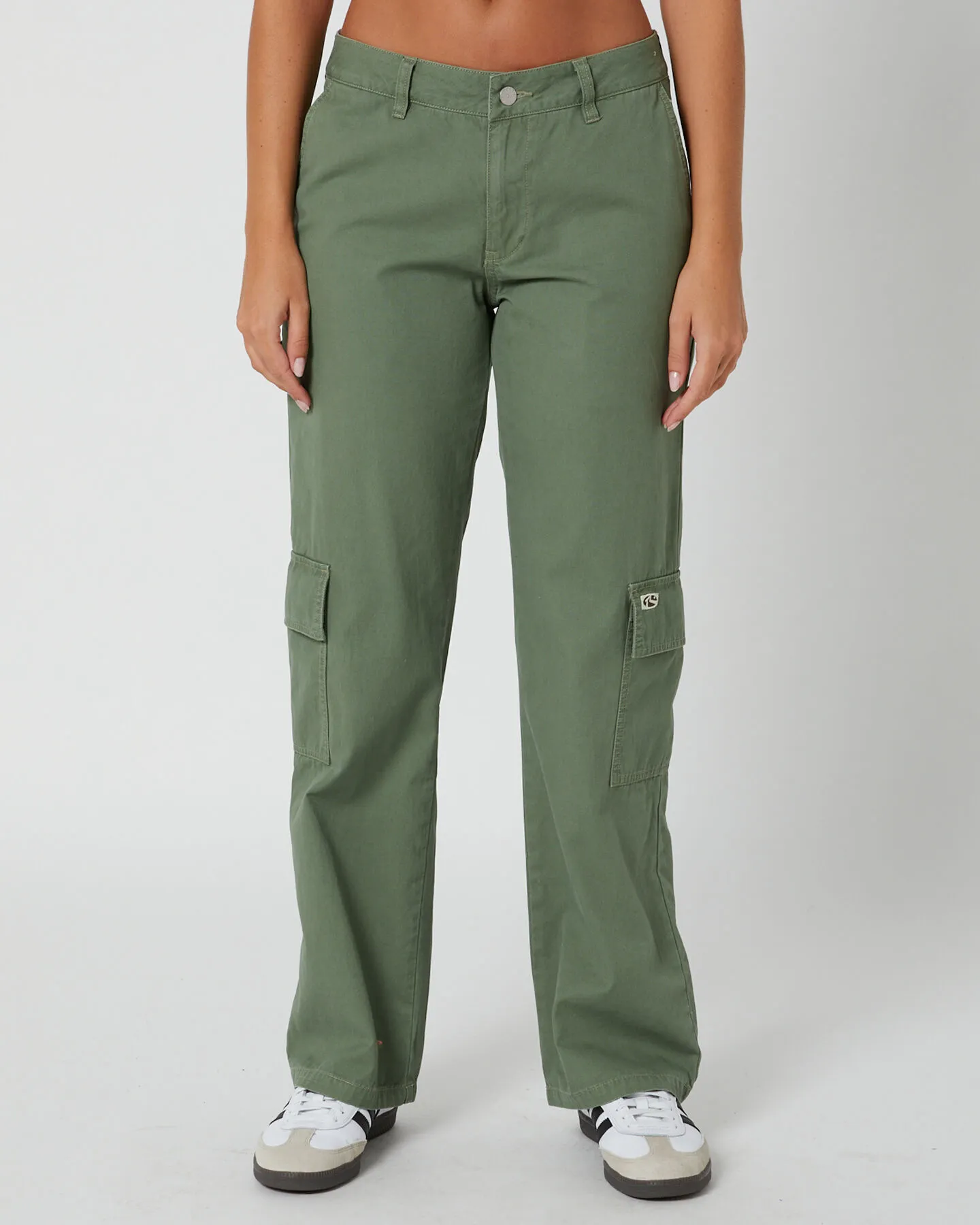 Rusty Cade Low Straight Canvas Cargo Pant - Army Green | SurfStitch