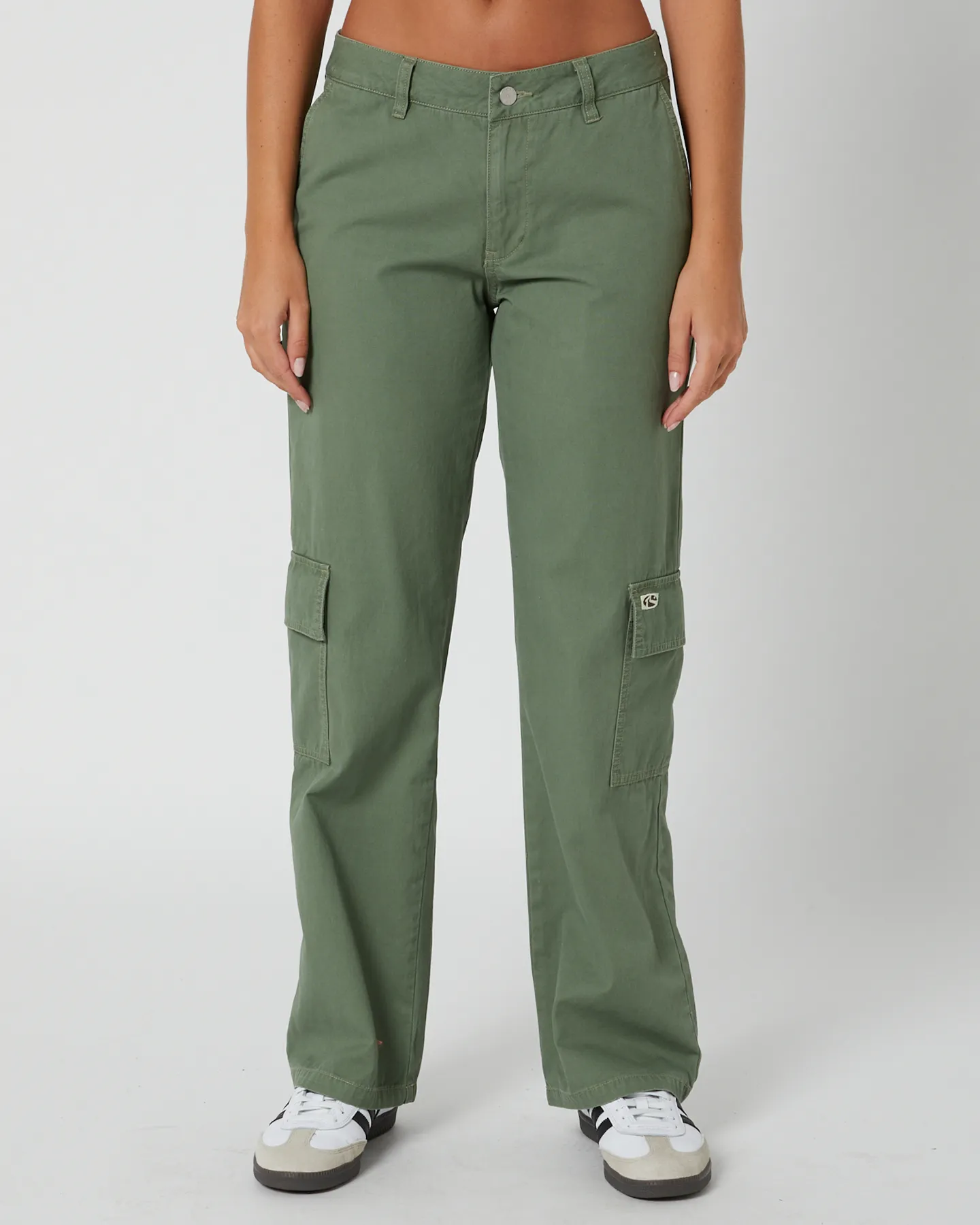 Rusty Cade Low Straight Canvas Cargo Pant - Army Green | SurfStitch