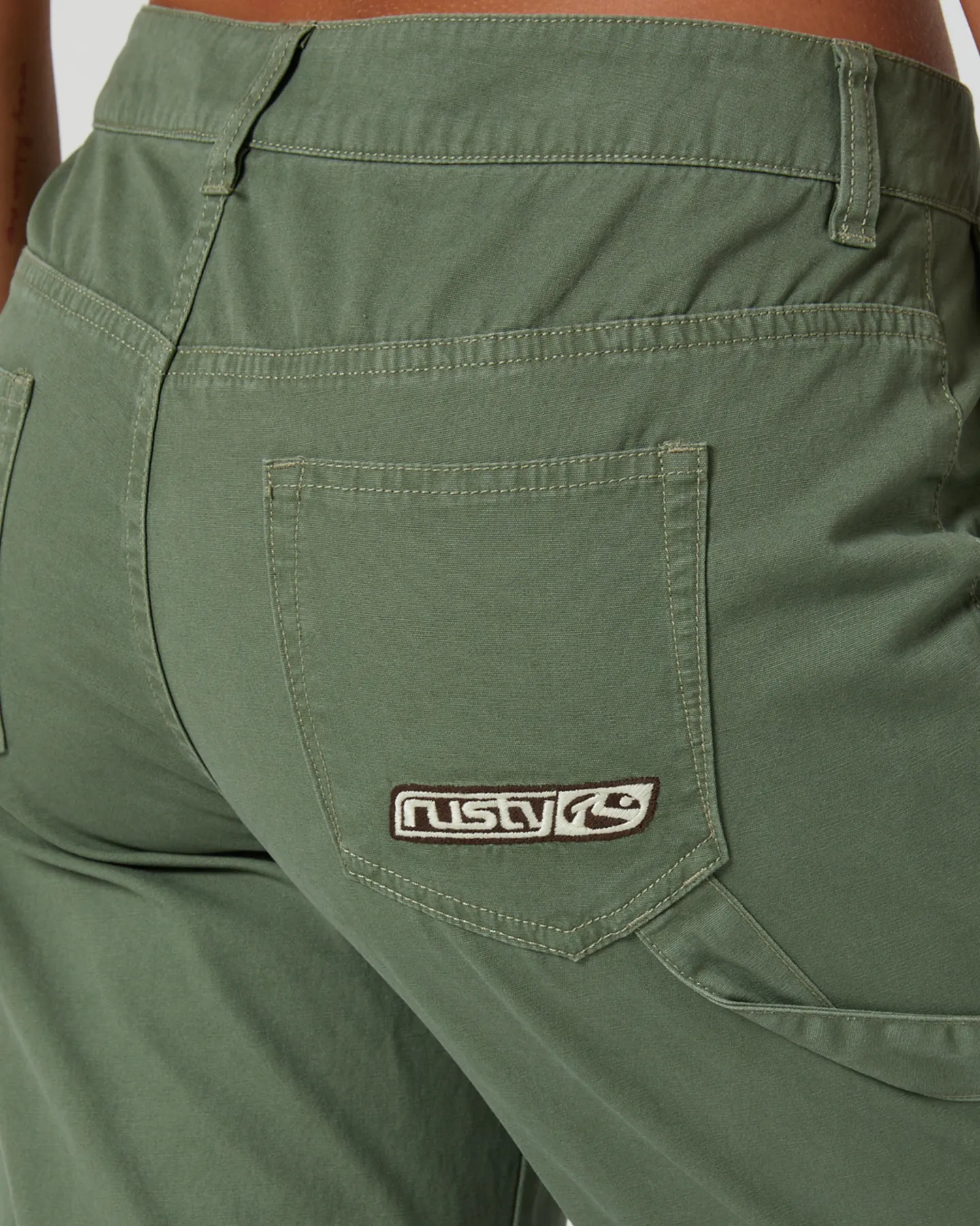 Rusty Cade Low Straight Canvas Cargo Pant - Army Green | SurfStitch